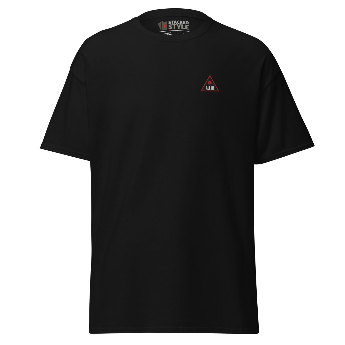 All In Poker Shirt - Front View Black | Black Cotton Poker Tee