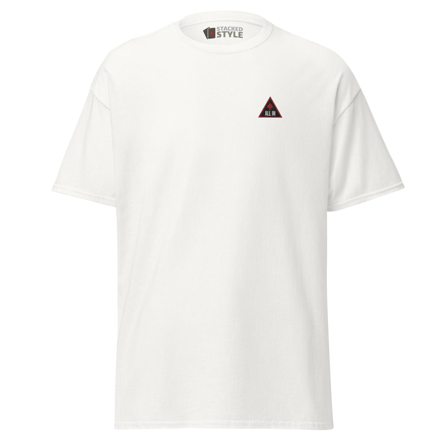All In Poker Shirt - Front View White | Premium Cotton Poker Tee