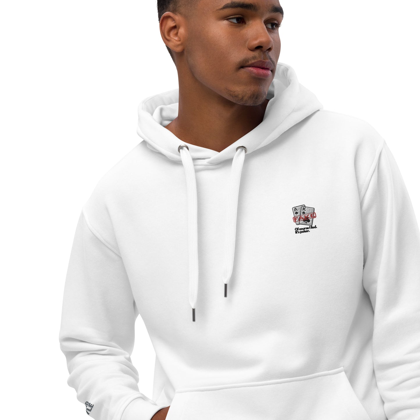 Poker Embroidered White Hoodie